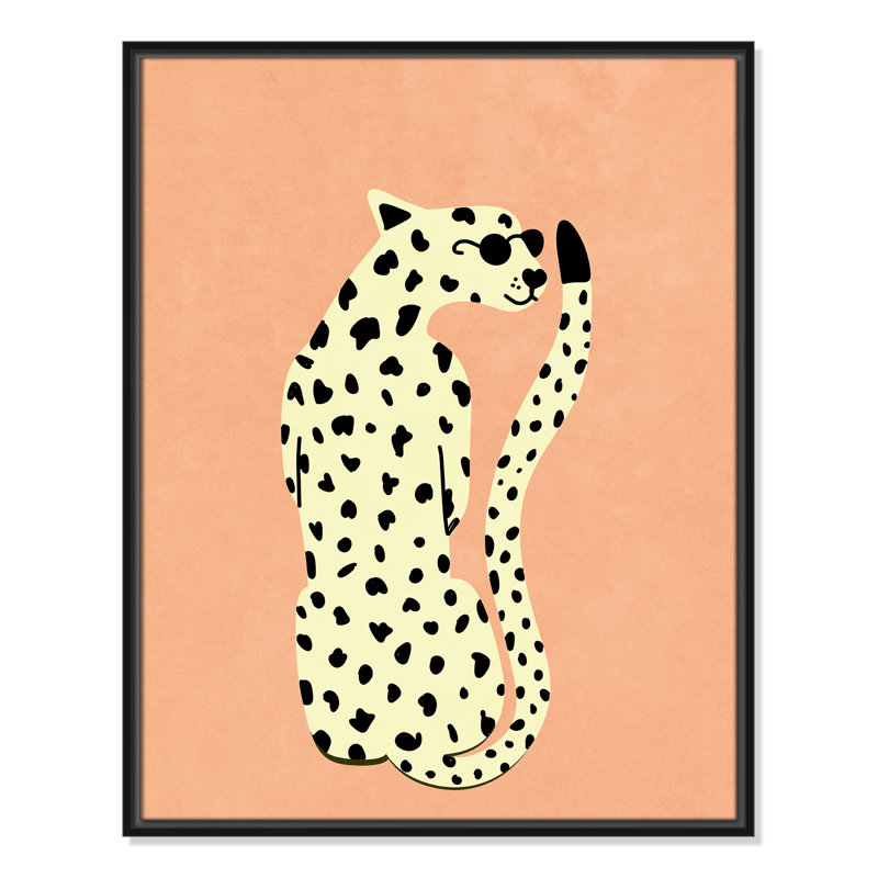 Motif de guépard «Cool» par Oltmanns, Framed Canvas, L 23,5 po x H 29,5 po, Black Floater