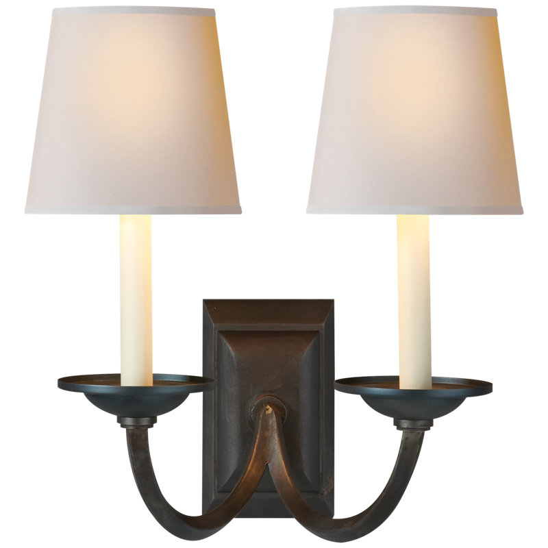 Chapman & Myers Flemish Double Sconce, Aged Iron, Fabric