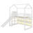 Annieruth Twin Size Wood House Loft Bed With Slide, Storage Shelves And Light-1836043928