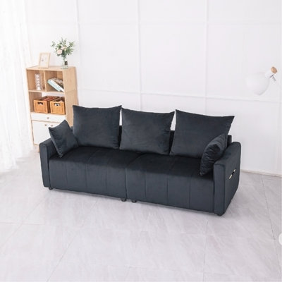 Black Two-Tone Velvet Couch With Resilience - 82.6" For Home 2 Decorative