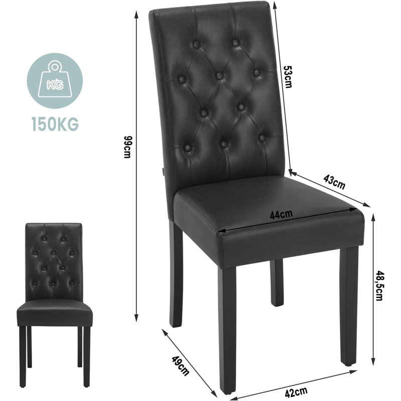 Ajani 48.5cm H Upholstered Upholstered Back Side Chair, Black, 6
