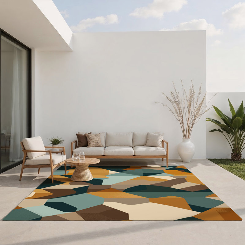 Cubic Plateaus Indoor And Outdoor Area Rug, Rectangle 2' x 3'