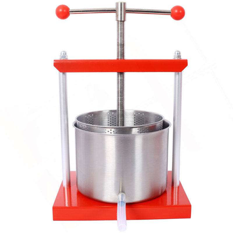 Fruit Wine Manual Press - 0.53 Gallon Stainless Steel Barrels Press Machine For Juice, Vegetable,Wine,Olive Oil