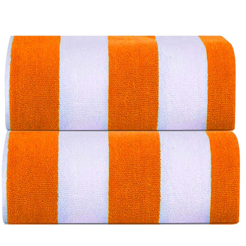 100% Cotton Beach Towel, Orange/White