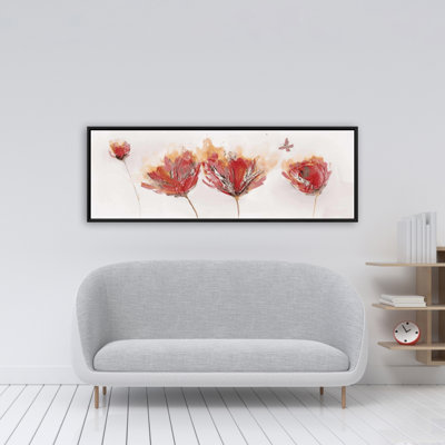 " Crimson Flowers And Butterfly "