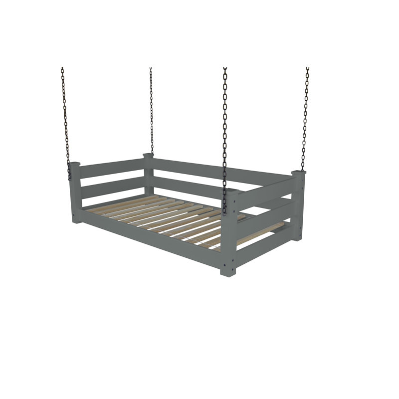 Lit de jour suspendu en bois massif Adrow, Simple, Graphite