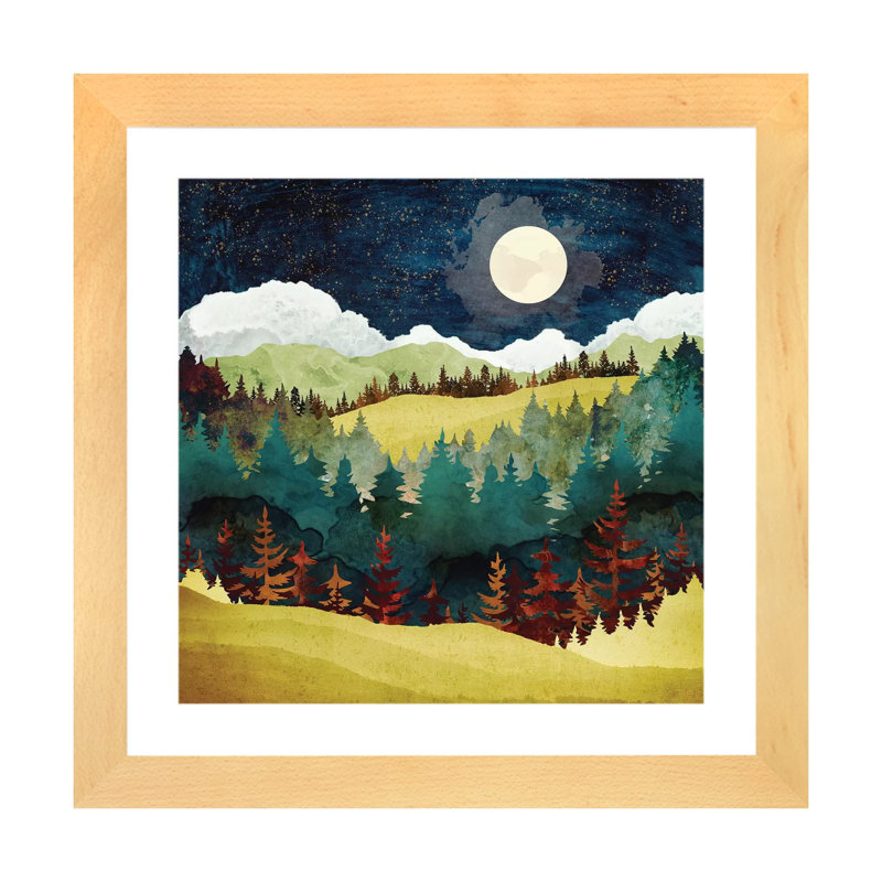 Lune d'automne - imprimé, H 24 po x l 24 po x p 1 po, Cadre papier naturel