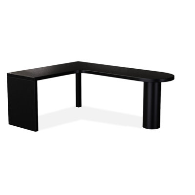 Black L-Shaped Solid Wood Writing desk