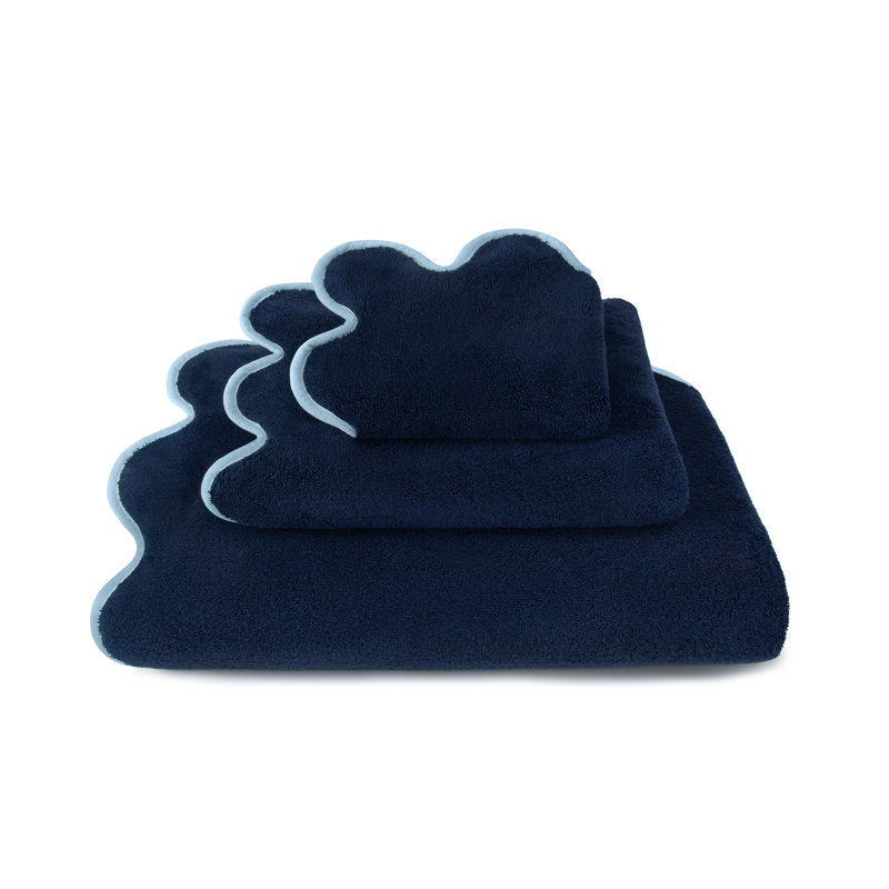 Scalloped Hand Towel, Navy