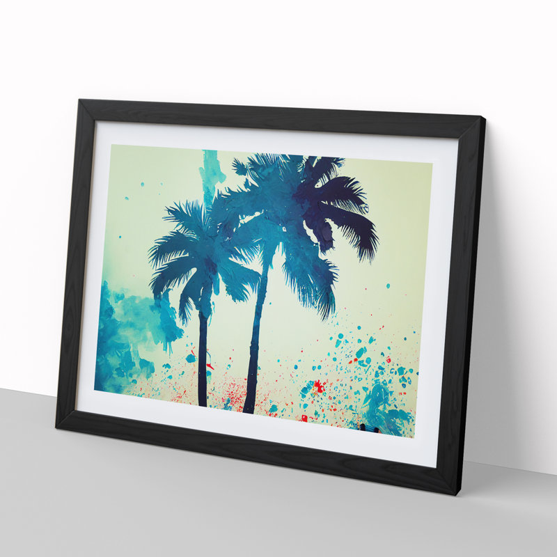XH1022-6769X Palm Tree Splash Vol.5 Abstract 1 Piece Single Picture Frame Wall Art, 34cm H x 46cm W x 2cm D, Black