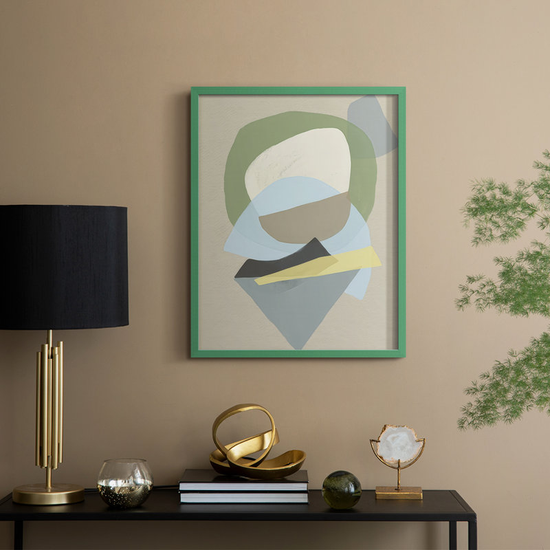 «Mod Shape Stack I», reproduction encadrée - bois massif, H 15 po x l 12 po, Vert