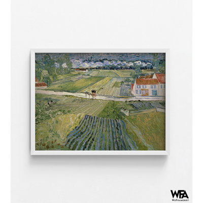 Paysage avec chariot et train par Vincent Van Gogh, impression de nature, art mural paysage, impression de Van Gogh, art mural