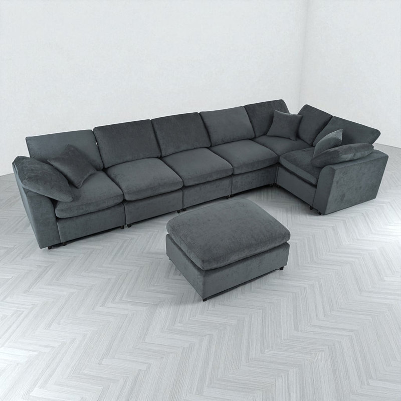 7 - Piece Upholstered Sectional, Gray