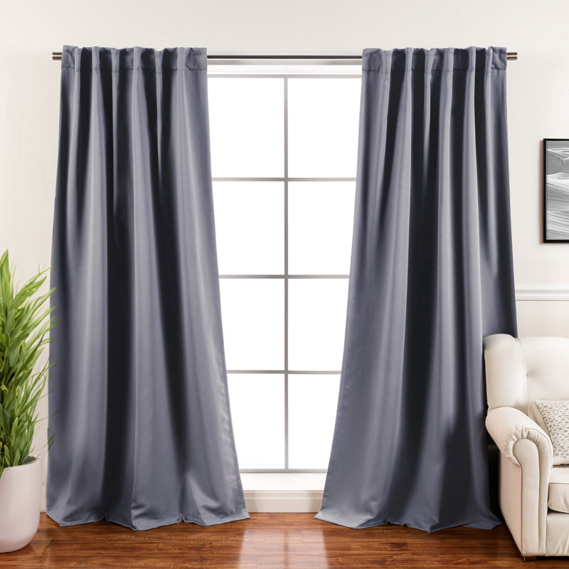 Bantam Solid Blackout Thermal Rod Pocket Curtain Panels, 52" W x 102" L, Gray