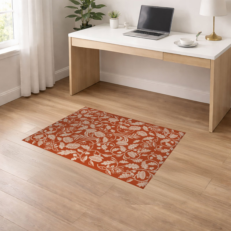 Tapis de bureau léger Autumn Vines, l 60 po x P 84 po, Épice / terre cuite