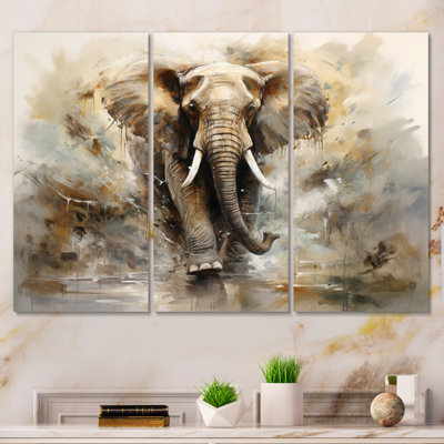 " Minimalism Elephant Grace II " 3 - Pieces