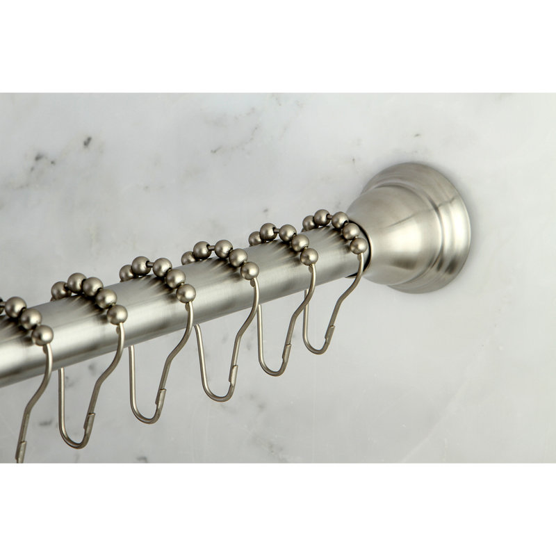 Kingston Brass Edenscape 60-Inch to 72-Inch Adjustable Shower Curtain Rod with Rings Combo, Brushed Nickel