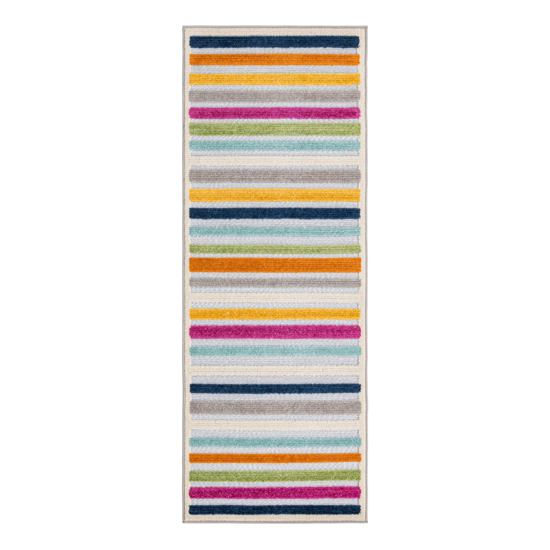 Striped Indoor / Outdoor Rug, Runner 2' x 6'
