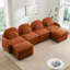 Canapé Teddy en tissu 4 places en forme de nuage, dossier incurvé et accoudoirs avec coussins lombaires incurvés, canapé modulaire 4 places modulaire avec 2 repose-pieds mobiles et coussin de soutien à double couche, orange-1922334292-1922334293