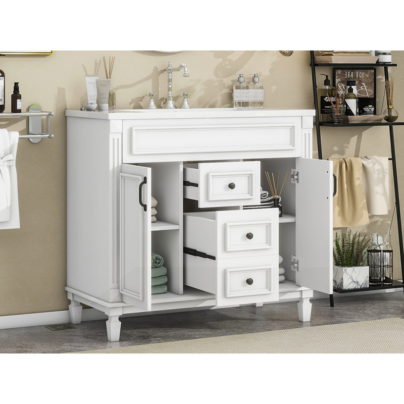 Armoire de rangement moderne avec 2 portes à fermeture douce et 2 tiroirs