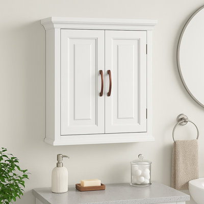 Two-Door Removable Wall Cabinet with Adjustable Shelves for Over the Toilet Bathroom Storage