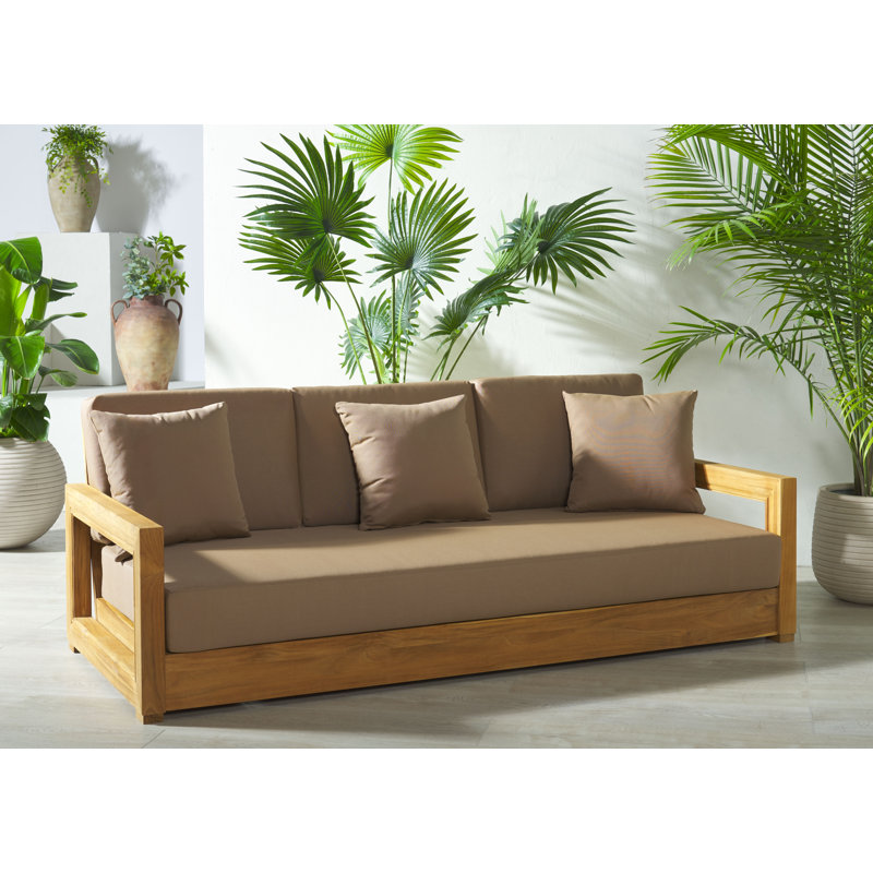 Montford Teak Patio Sofa with Cushions, Brown Melrose