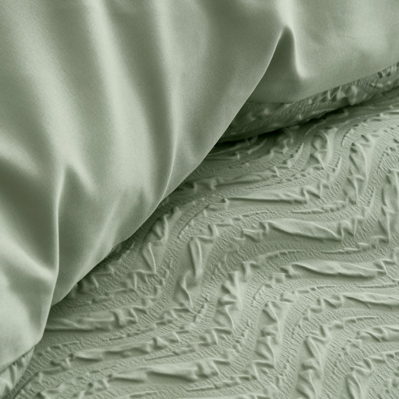 Heatset Wave Duvet Cover Set, Double Duvet Cover + 2 Standard Pillowcases, Green