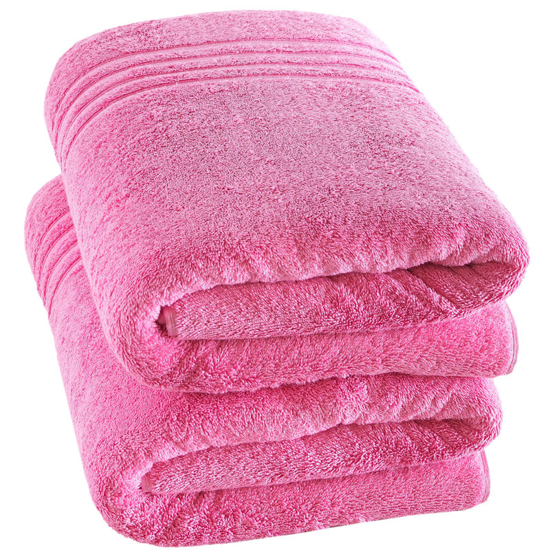2-Pack Jumbo 100% Cotton Bath Sheets, Oversized and Absorbent, Pink