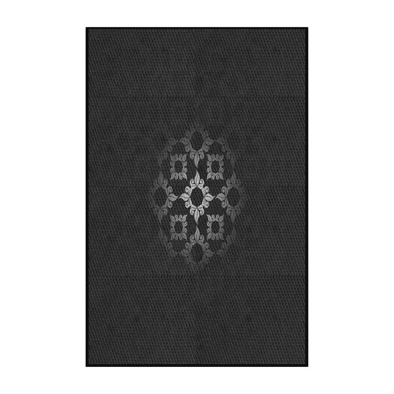 Tapis noir/gris tissé à la machine, Rectangle 4 pi x 6 pi