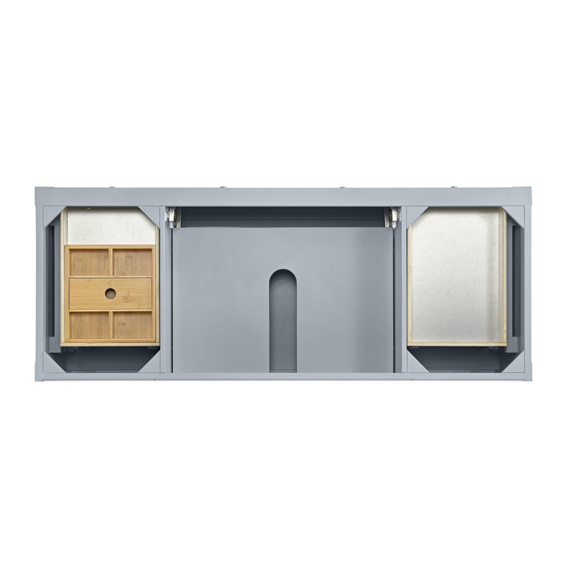 Breckenridge 60'' W Single Vanity, Single Hole, Serenity Blue, White Zeus Silestone