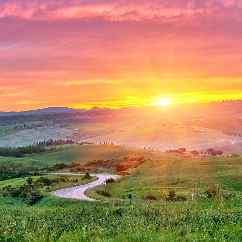 Tuscany Sunrise - Wrapped Canvas Print, 91cm H x 91cm W