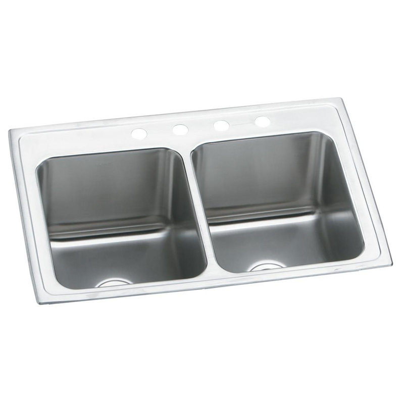 Évier à double cuve Lustertone L 25 po x l 19,5 po, 3 trous