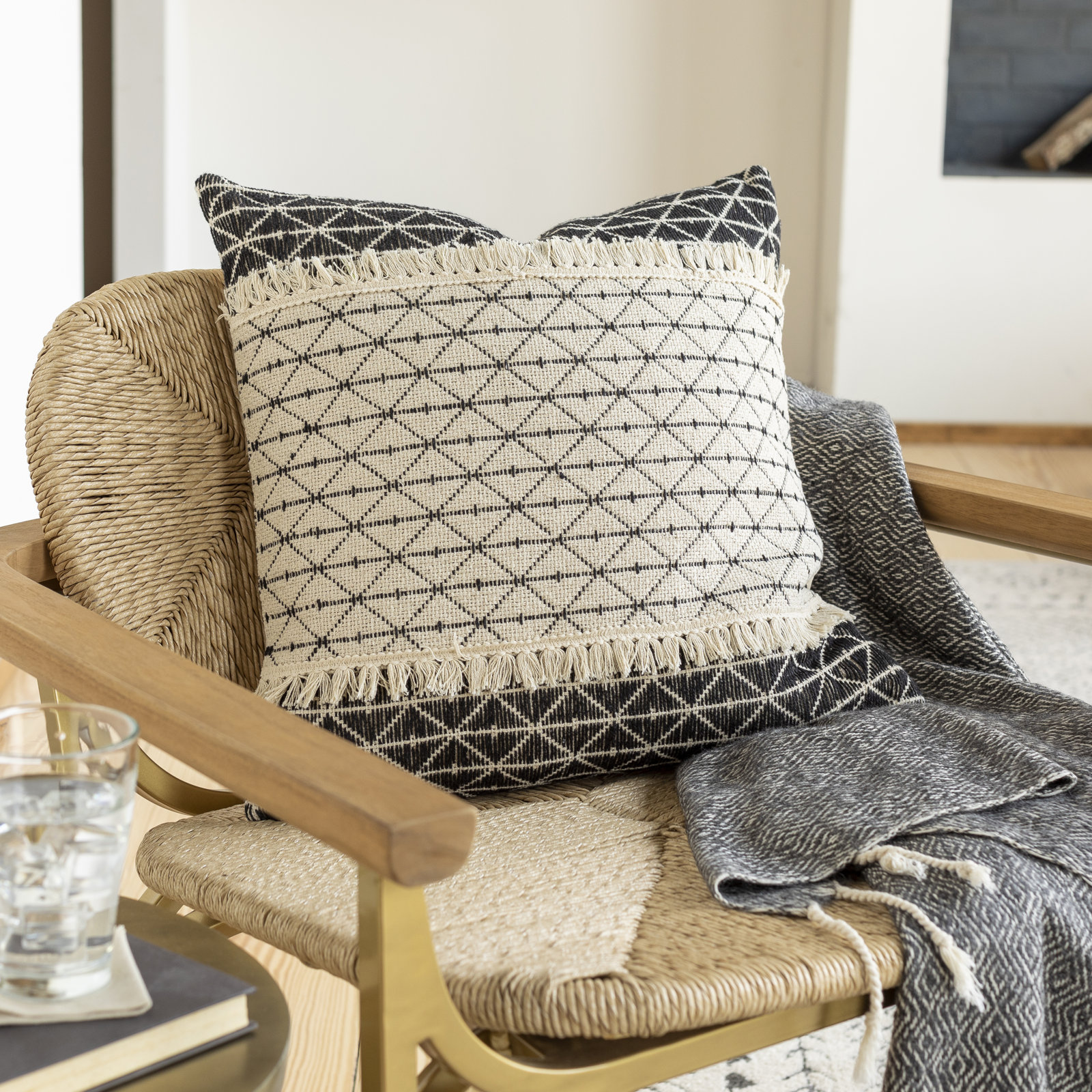 Santina Tassels Cotton Throw Pillow, 18" x 18", Pillow Cover Only - No Insert