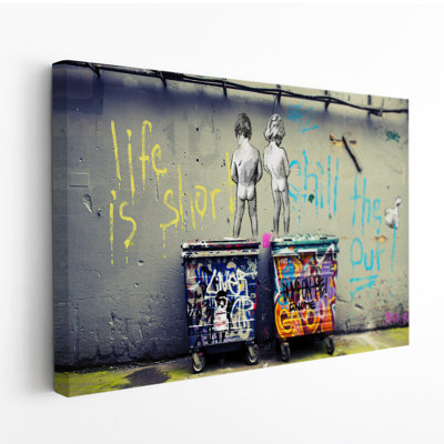 Peeing Boys Life Is Short Chill The Duck Out Reproduction BANKSY Classic Painting Canvas Print Art Home Decor Wall