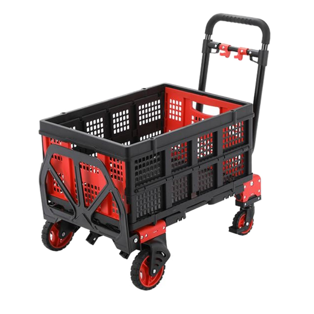 2-in-1 Hand Truck with 22’’ Folding Basket, 330LBS Platform Cart Dolly, Collapsible Utility Luggage Dolly Cart Pirecart 