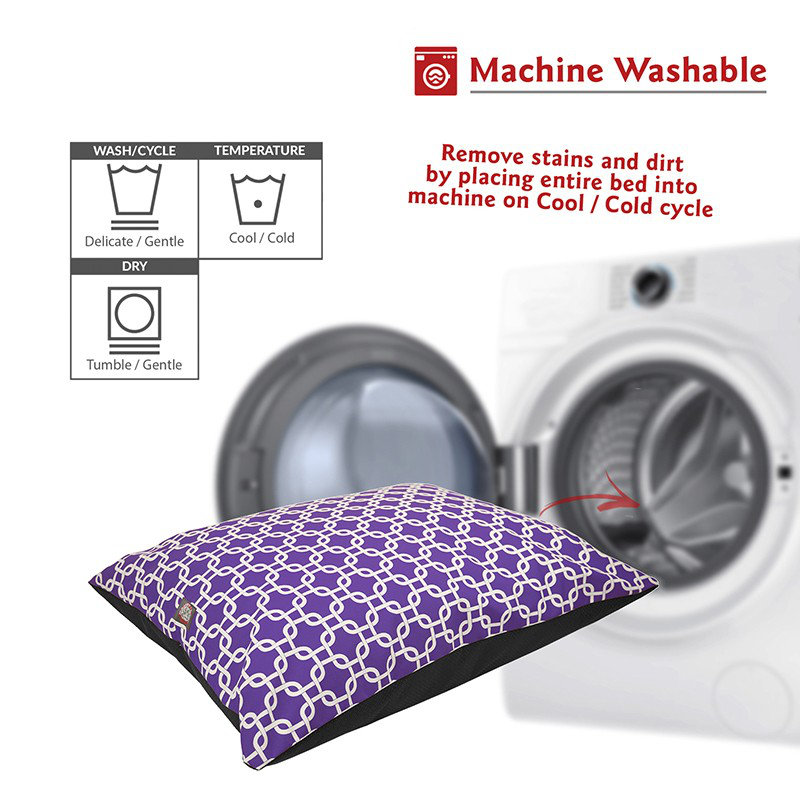 Links Geometric Polyester Pet Bed, Purple, Large (46" W x 35" D x 7" H