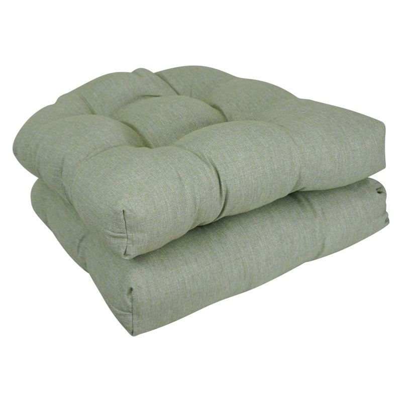19-Inch Rounded Back Woven Olefin Outdoor Chair Cushions  (Set Of 2), Mist Green