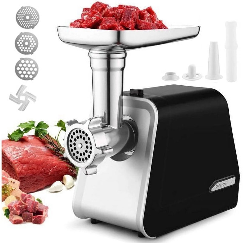 2000W Electric Meat Grinder with 3 Grinding Plates, Sausage Stuffing Tubes, Kubbe Kits, ETL Approve