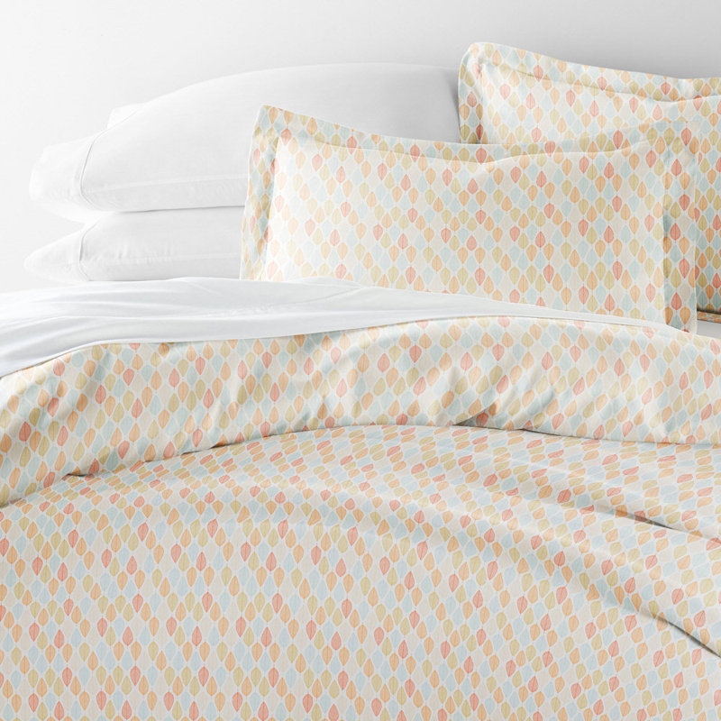 Duvet Cover Set Patterned Microfiber Ultra Soft Bedding in Fall Foliage, King Duvet Cover + 2 Standard Shams