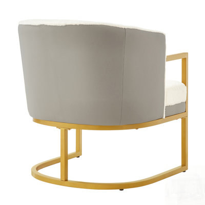 Modern Accent Chair Cozy Armchair Upholstered Reading Chair with Gold Metal Frame for Living Room, Bedroom, or Office