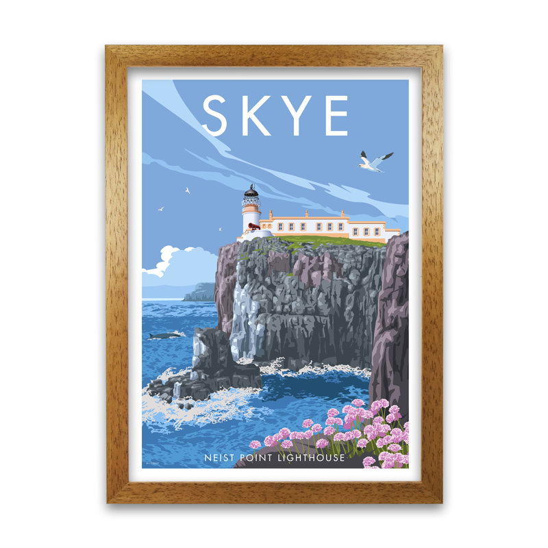Neist Point by Stephen Millership - Print, 59.4 cm H x 42 cm W x 5 cm D, Oak