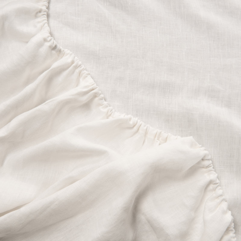  Ensemble de draps en lin pur lavé à la pierre, drap-housse 16 po, Ensemble pour très grand lit + 1 drap-housse + 2 , Ivoire