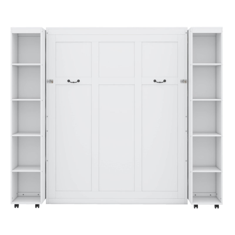  Grand lit escamotable avec armoire de rangement, Blanc