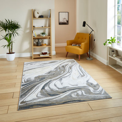 Daiki Machine Woven Silver Area Rug