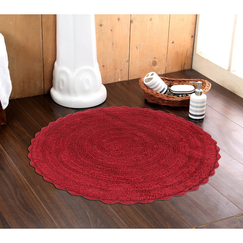 Tapis pour salle de bain 100% coton, Rouge