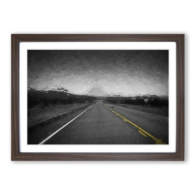 The Road to Texas in Abstract - Picture Frame Graphic Art Print, 35cm H x 50cm W x 2cm D, Walnut
