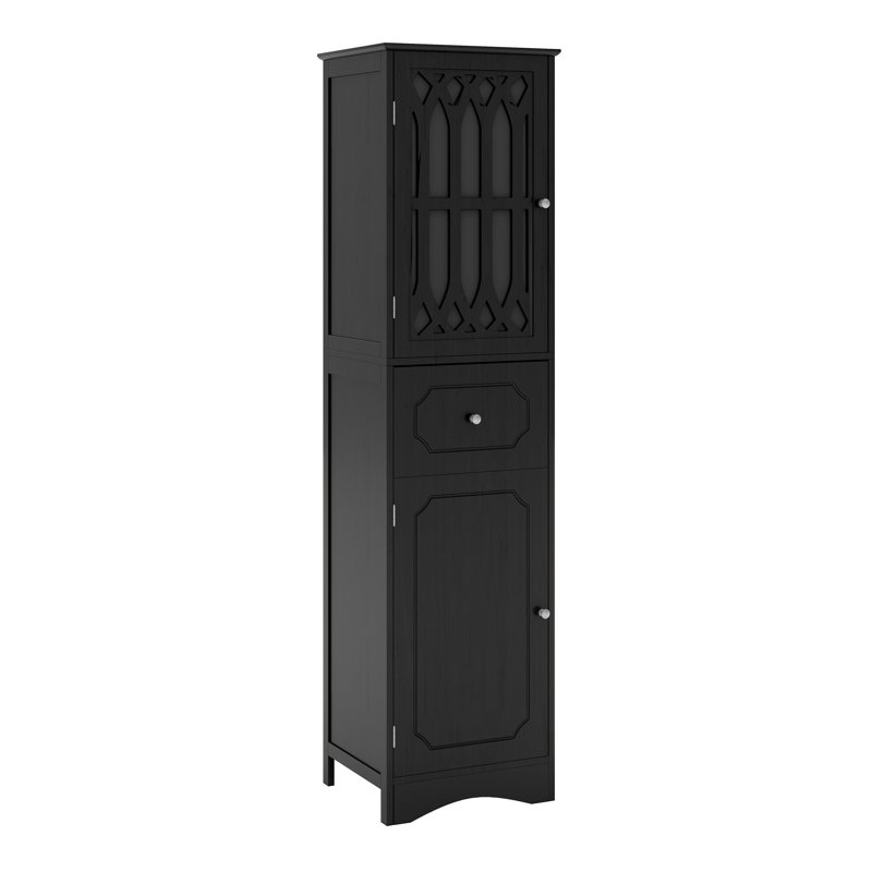 Grande armoire de rangement avec tiroir, tablettes réglables, Noir