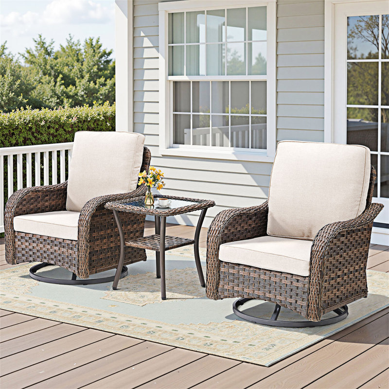 Ensemble de meubles d'extérieur 3 pièces, Beige