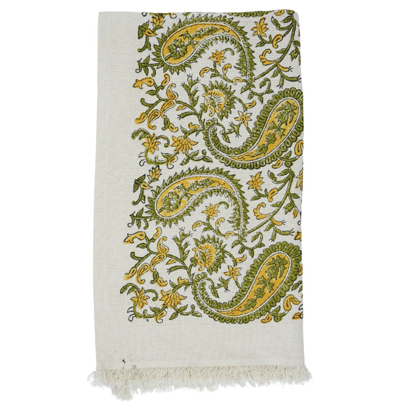 Essuie-mains en coton à imprimé floral gaufré à la main 17 x 32 «Kari», moutarde, Hand Towels - 8 Pack