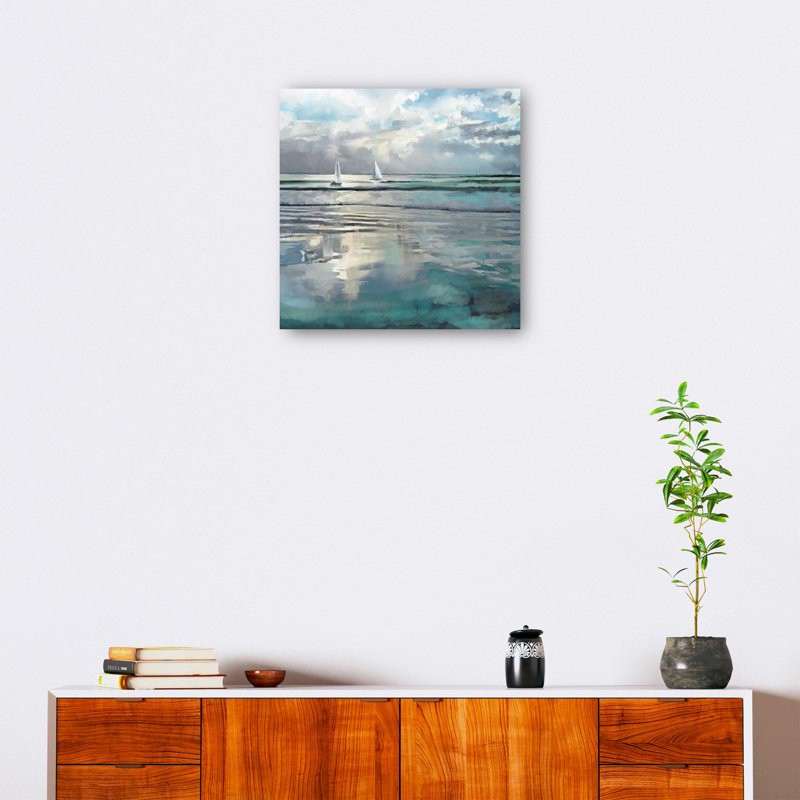 Indigo Seas Blue Canvas Art Print 41x41